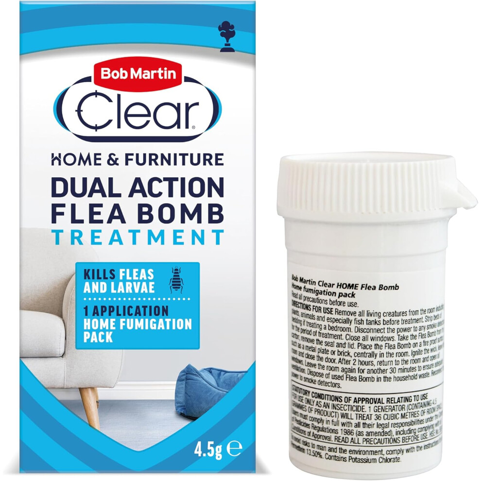 Bob Martin Clear Dual Action Flea Bomb for the Home - Kills Fleas Dead, Fast and Effective Household Treatment (1 Can)