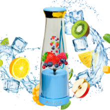 (Blue) ProTech Portable Mini Electric Juicer, Smoothie Makers, 308ML Personal Small Blender Juicer, BPA Free, USB Rechargeable 6 Blades for Gym