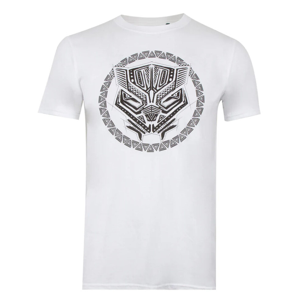 (XXL, White/Black) Black Panther Mens Logo T-Shirt