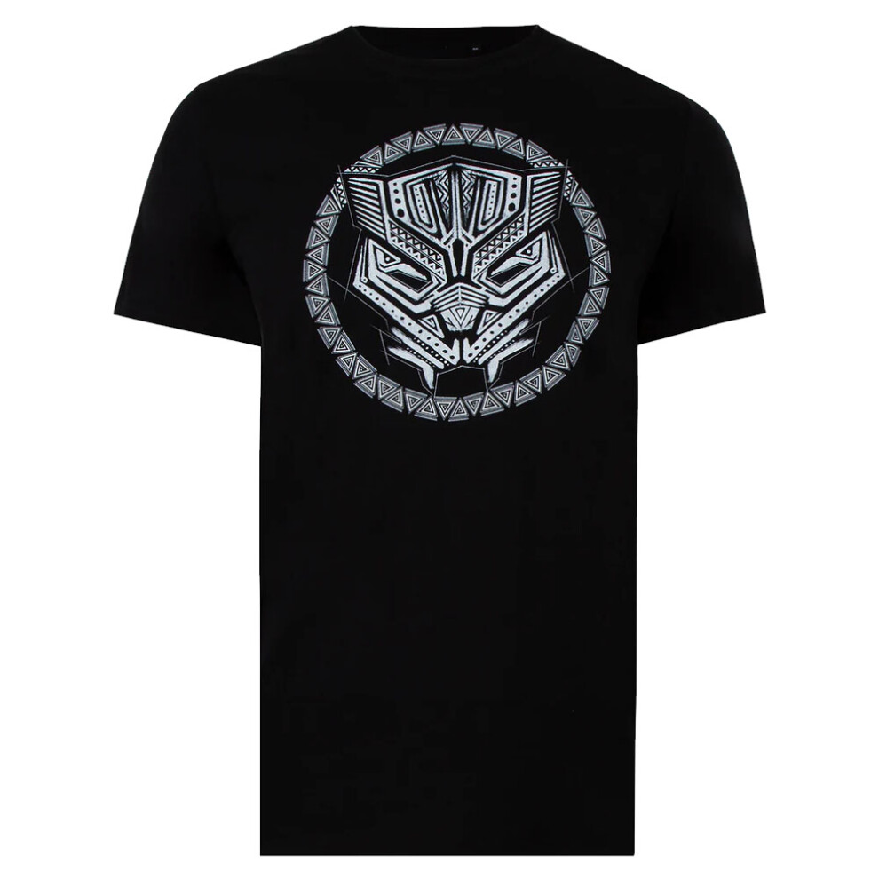 (L, Black/White) Black Panther Mens Logo T-Shirt