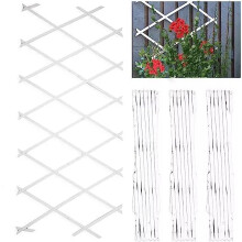 (White, 180cm x 30cm) 3 Pc Expandable Wooden Trellis Perfect for Garden