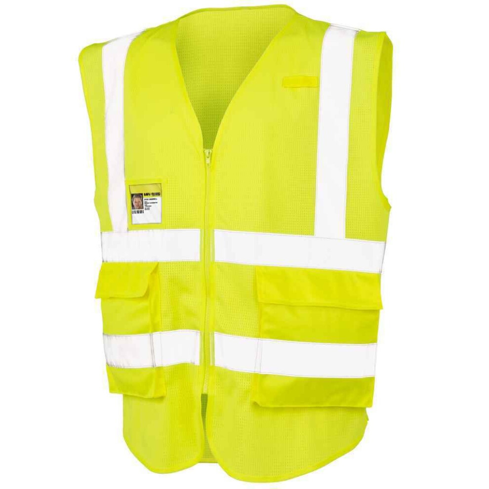 (S, Fluorescent Yellow) SAFE-GUARD by Result Unisex Adult Executive Mesh Safety Hi-Vis Vest