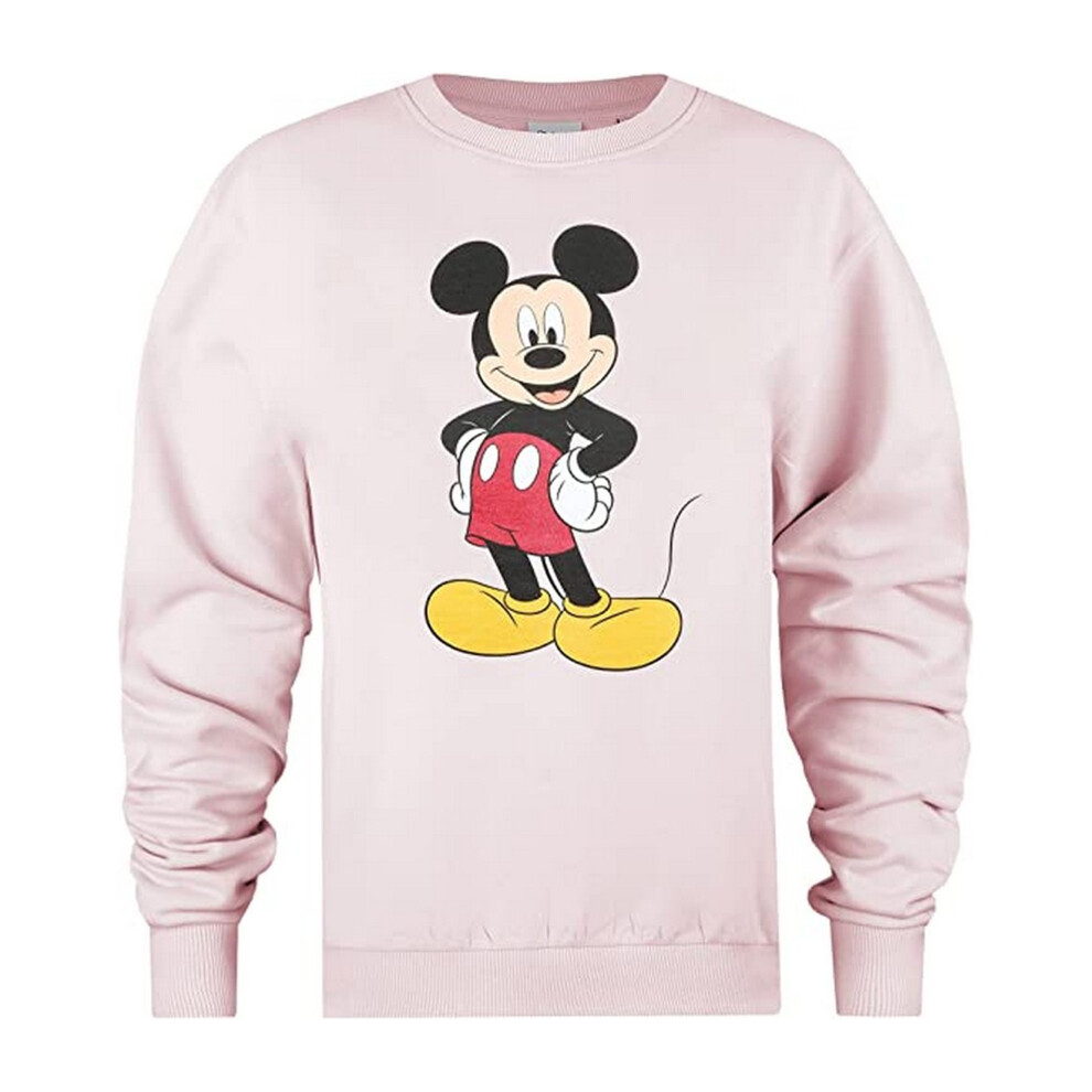 (L, Pale Pink/Red/Yellow) Disney Womens/Ladies Boss Man Mickey Mouse Sweatshirt