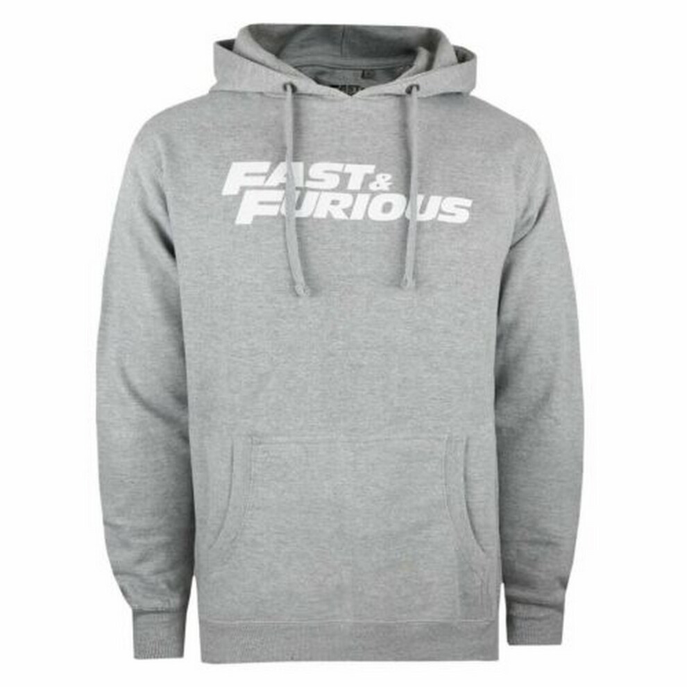 (L, Heather Grey) Fast & Furious Mens Logo Hoodie