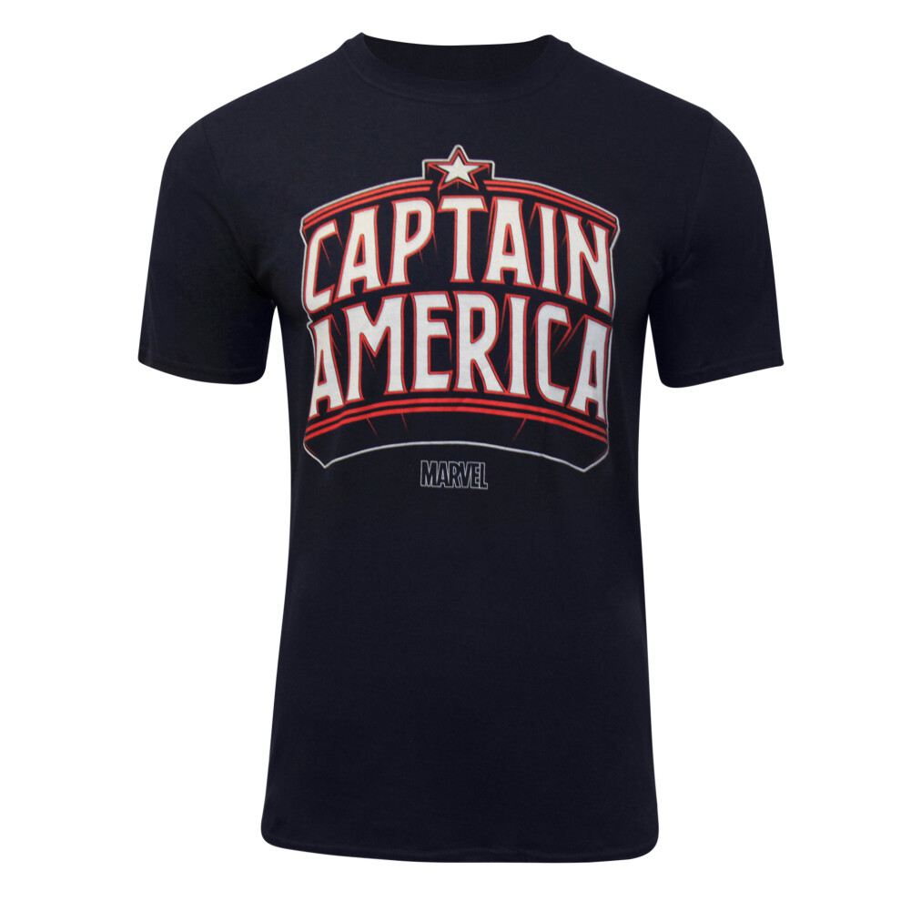 (S, Navy) Captain America Mens Arch T-Shirt