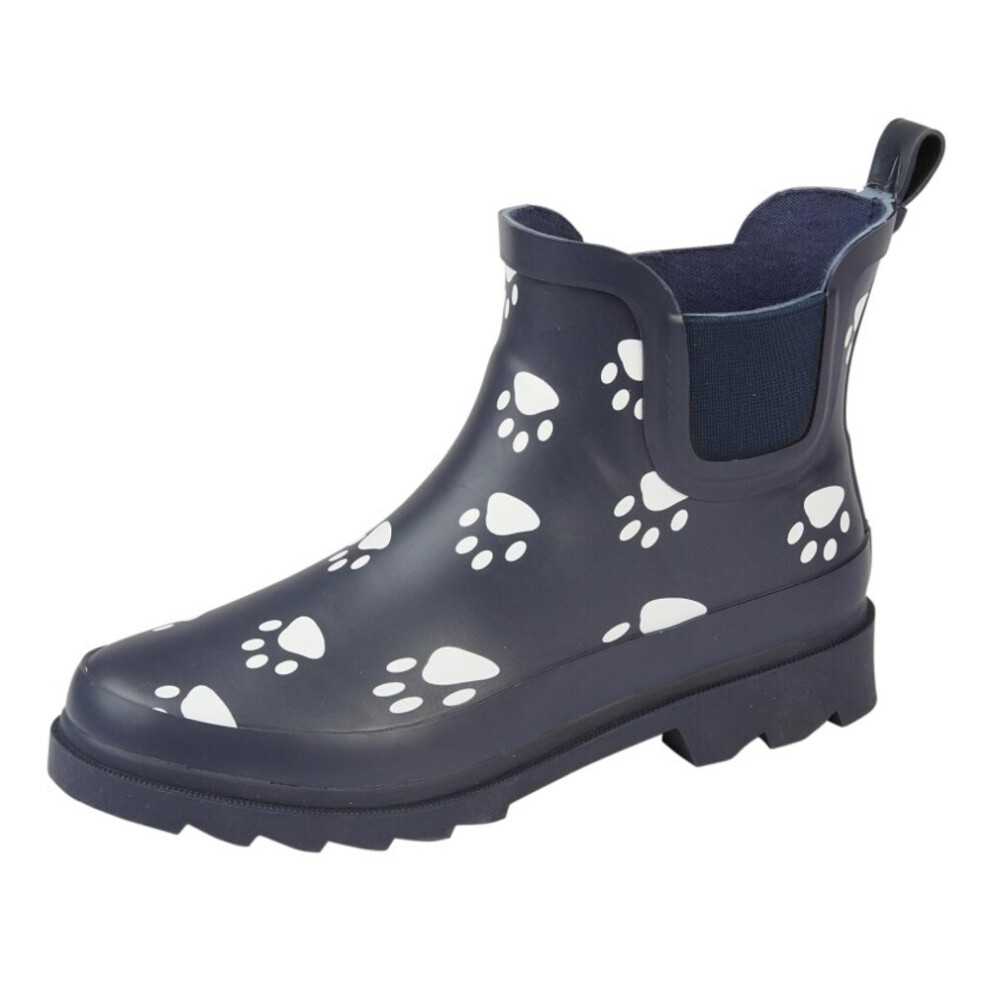 (9 UK, Navy Blue) StormWells Womens/Ladies Paw Print Wellington Boots