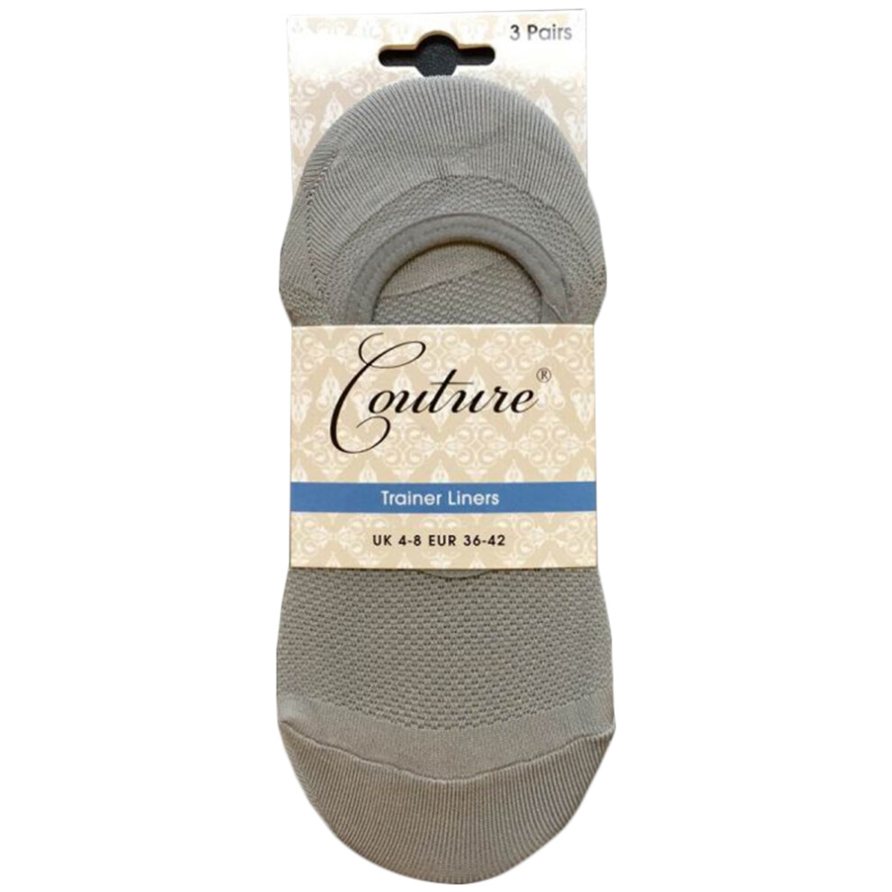 (One Size, Black/Grey/White) Couture Womens/Ladies Trainer Socks (Pack of 3)