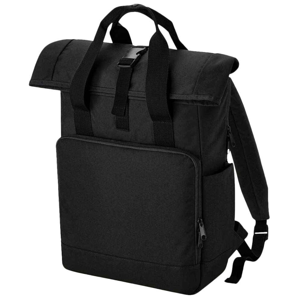 (One Size, Black) Bagbase Roll Top Recycled Twin Handle Laptop Backpack-image-OPC-PF6SDXW-NEW