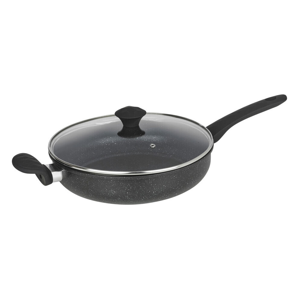 (28cm Deep Frying Pan & Lid) Stainless Steel Induction Base Saucepans Pots Casserole Set Soft Touch Handles-image-OPC-PF6RZWH-NEW