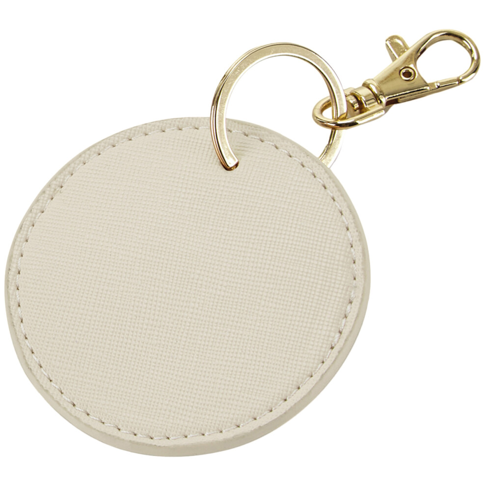 (One Size, Oyster) Bagbase Boutique Circular Leather-Look PU Keyclip