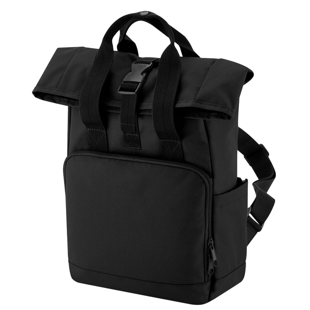 (One Size, Black) Bagbase Mini Recycled Twin Handle Backpack