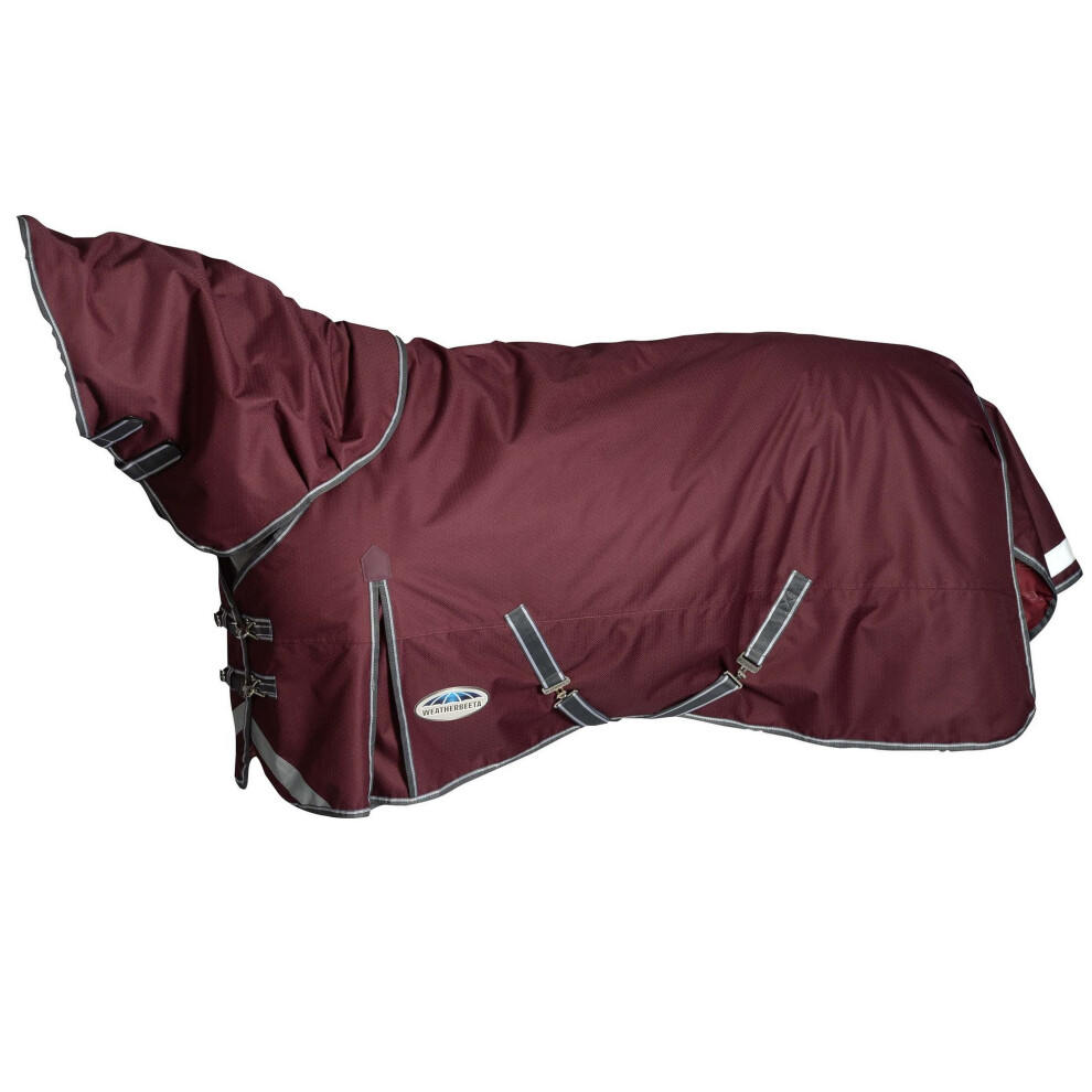 (6' 9", Maroon/Grey/White) Weatherbeeta Comfitec Plus Dynamic II Medium Lite Detachable Neck Horse Turnout Rug