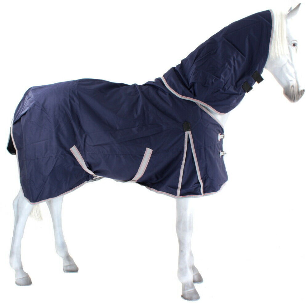 (4' 9", Navy/Silver/Red) Weatherbeeta Comfitec Essential Lite Plus Detachable Neck Horse Turnout Rug