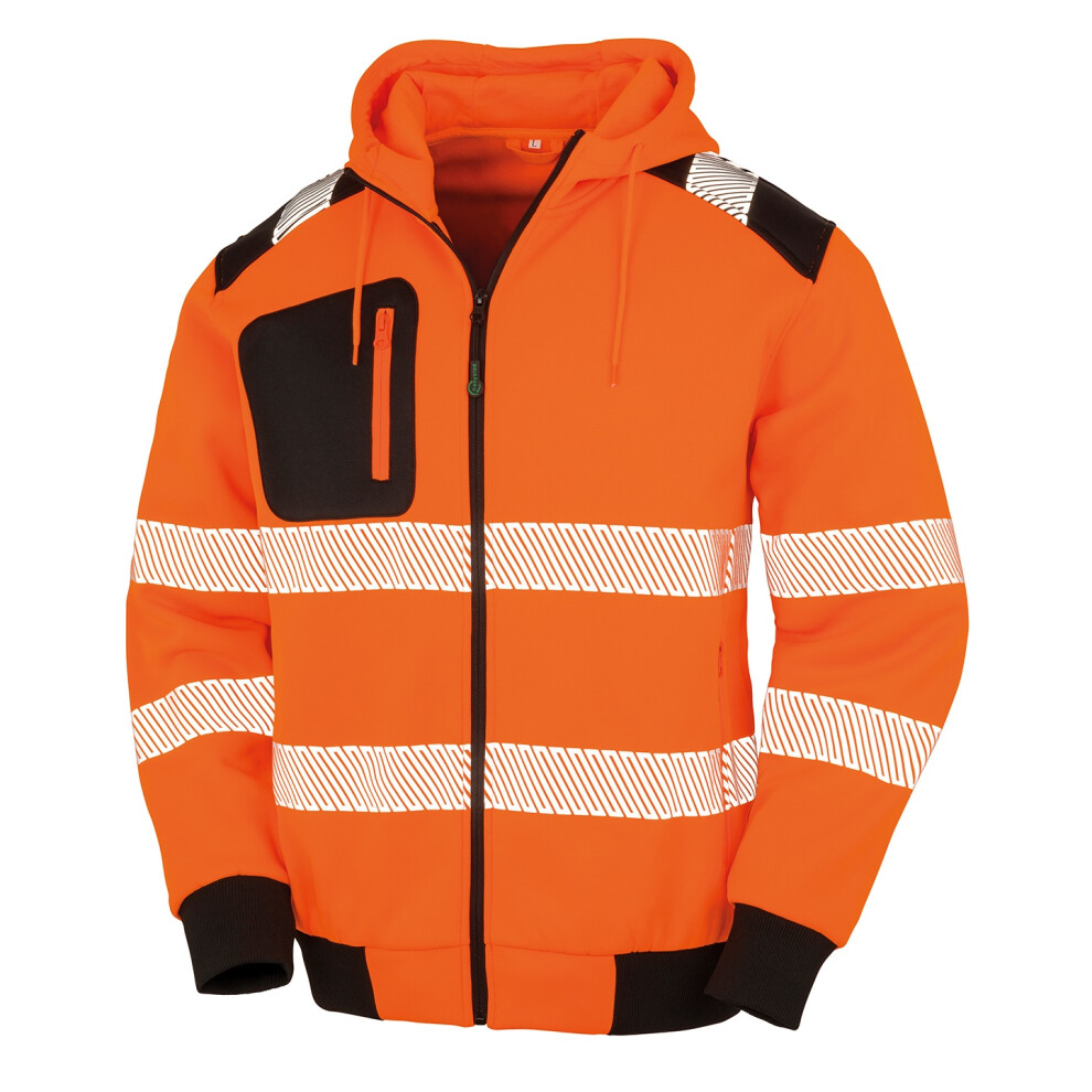 (3XL, Fluorescent Orange/Black) Result Genuine Recycled Mens Safety Hoodie