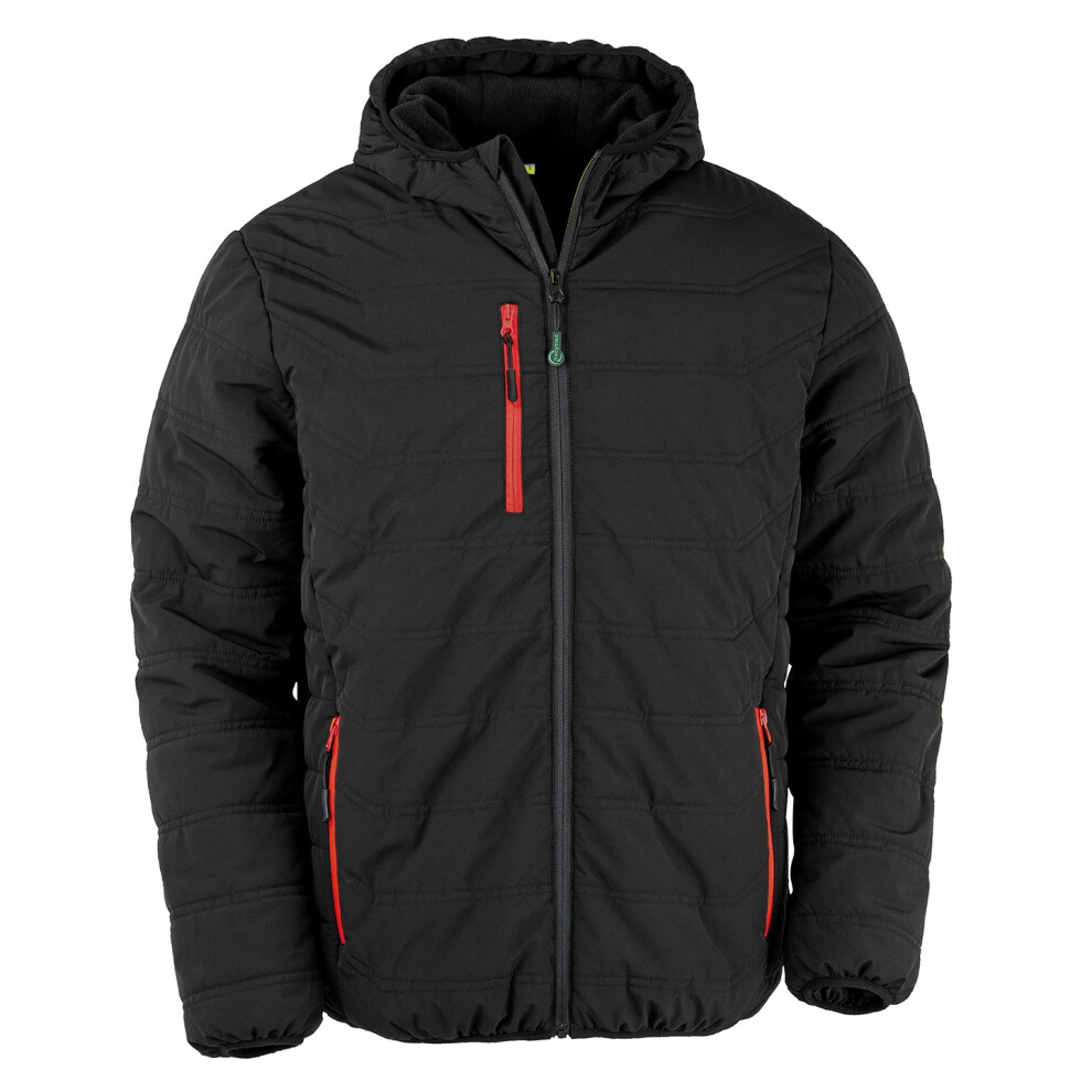 (3XL, Black/Red) Result Genuine Recycled Mens Compass Padded Jacket