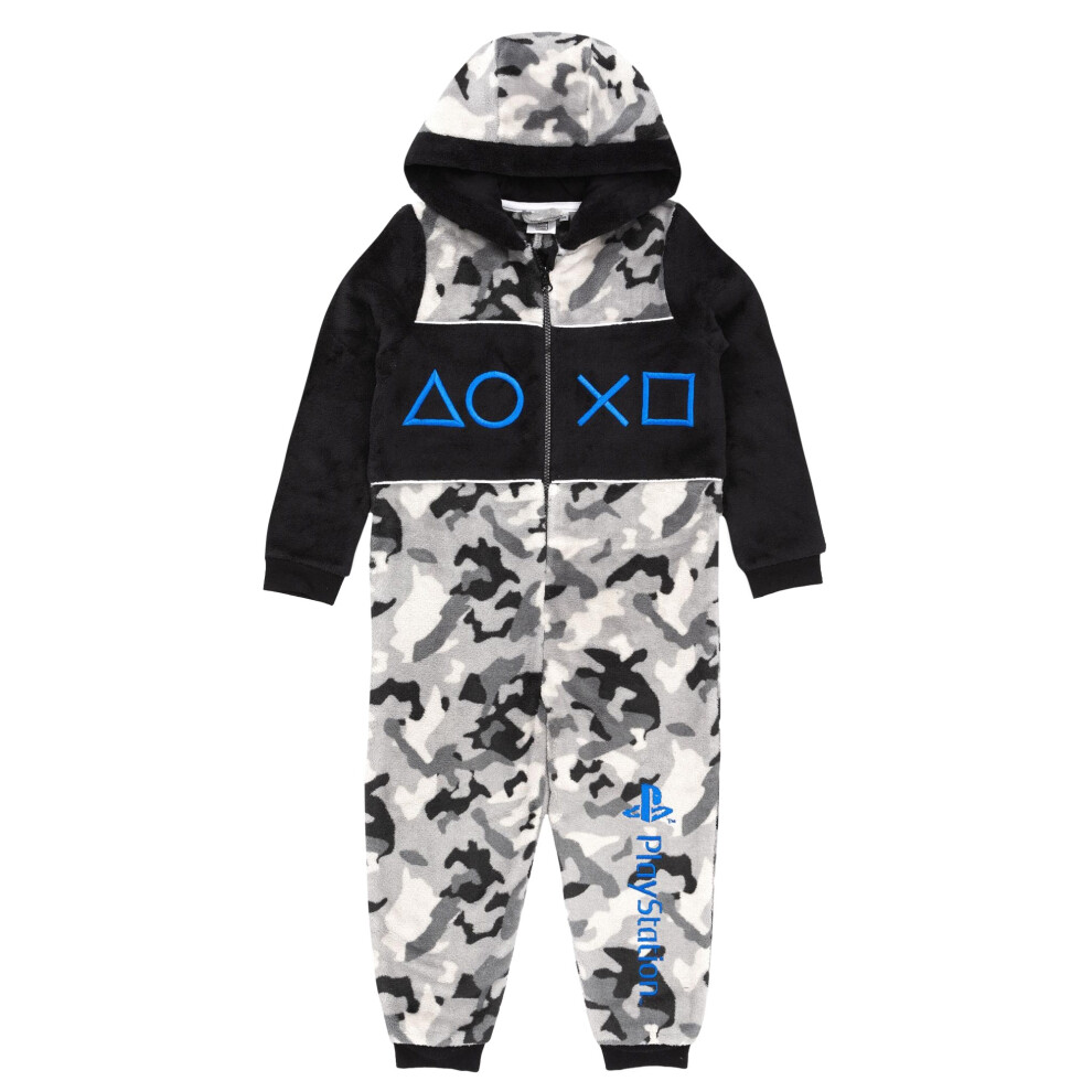 (11-12 Years, Grey/Black) Playstation Childrens/Kids Camo Game Sleepsuit