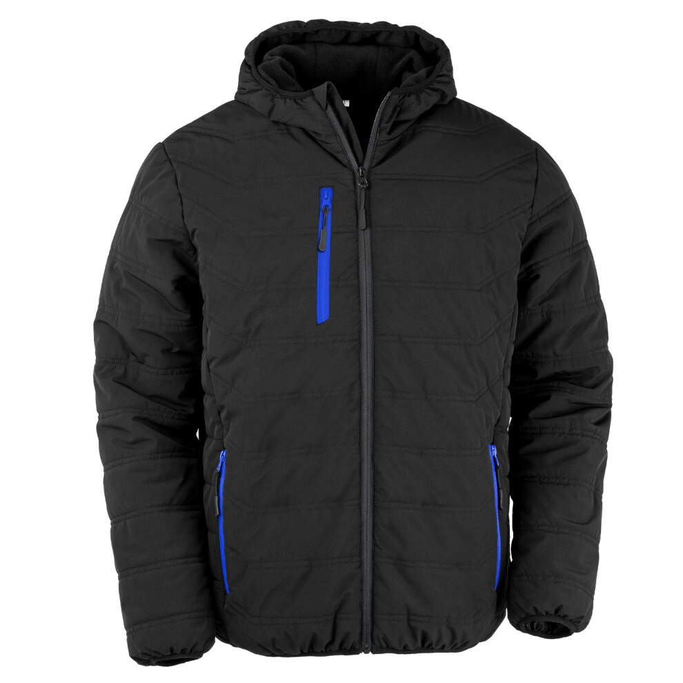 (L, Black/Royal Blue) Result Genuine Recycled Mens Compass Padded Jacket