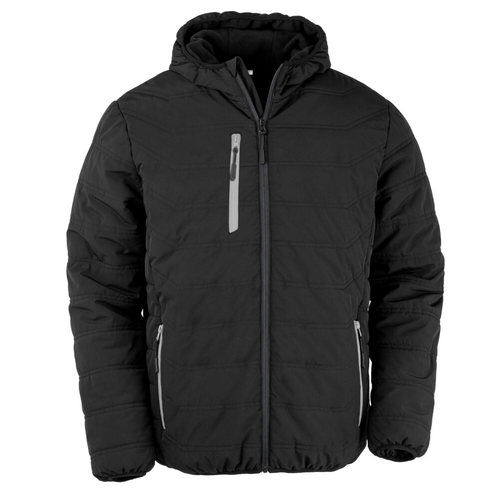 (S, Black/Grey) Result Genuine Recycled Mens Compass Padded Jacket