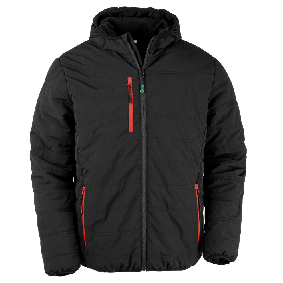 (XL, Black/Red) Result Genuine Recycled Mens Compass Padded Jacket