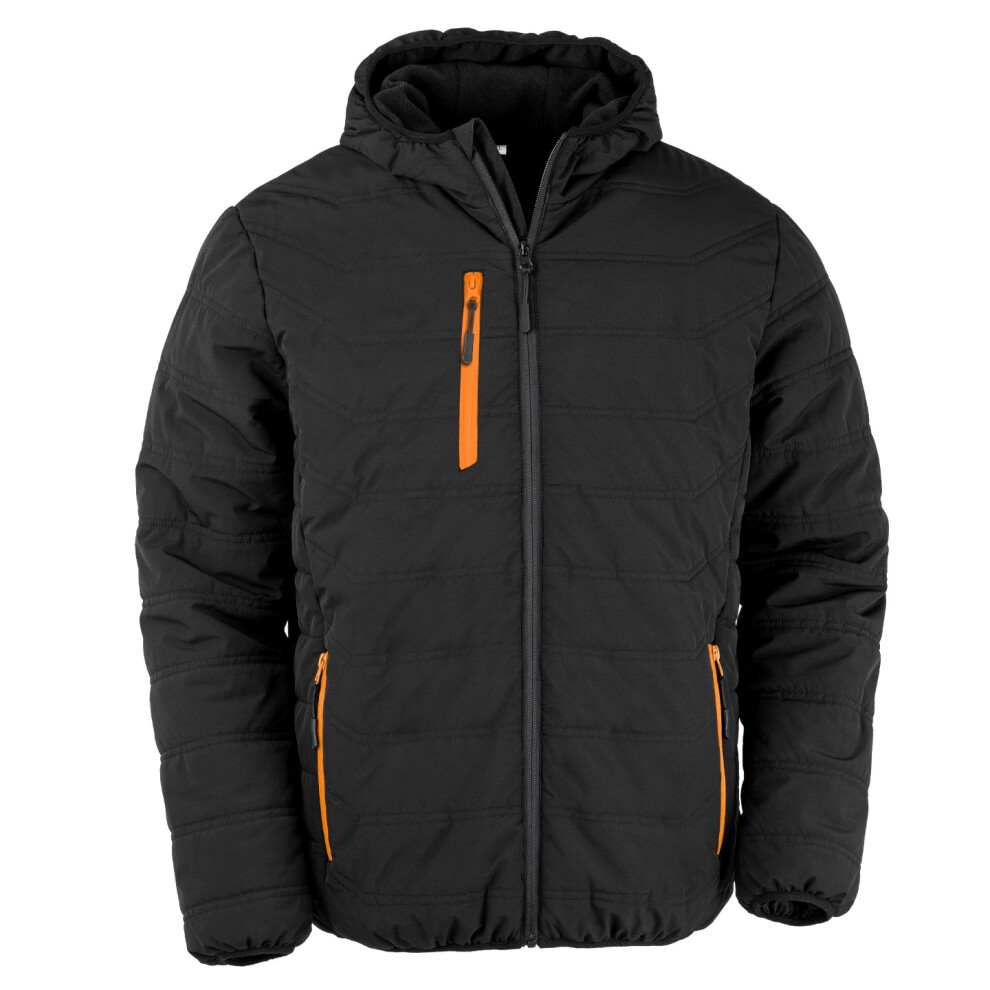 (3XL, Black/Orange) Result Genuine Recycled Mens Compass Padded Jacket