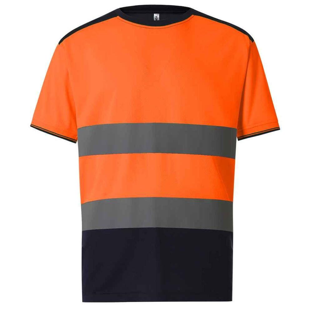 (6XL, Orange/Navy) Yoko Mens Two Tone Hi-Vis T-Shirt