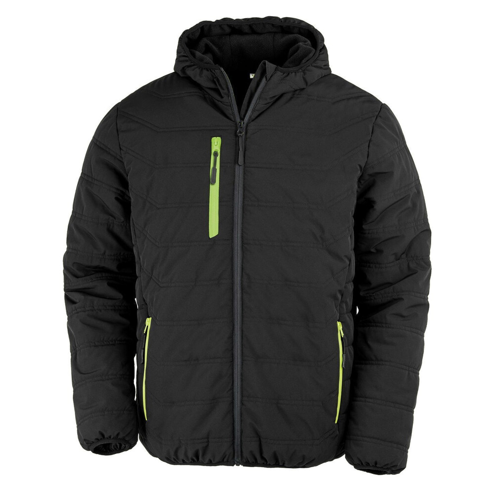 (XXL, Black/Lime) Result Genuine Recycled Mens Compass Padded Jacket