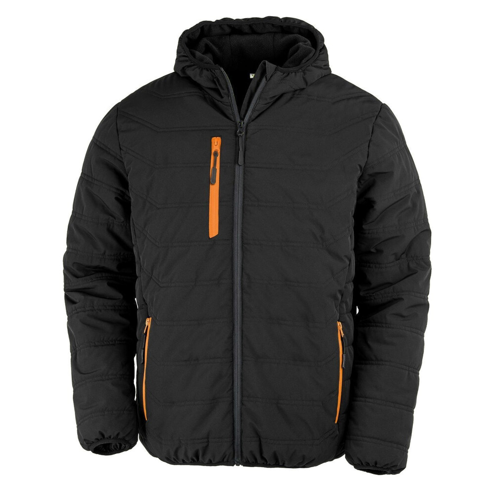 (L, Black/Orange) Result Genuine Recycled Mens Compass Padded Jacket