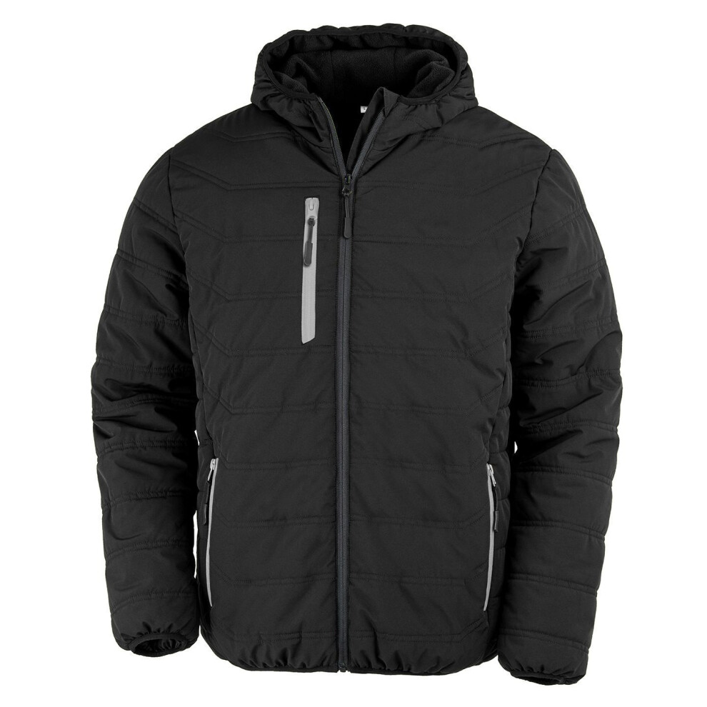 (3XL, Black/Grey) Result Genuine Recycled Mens Compass Padded Jacket