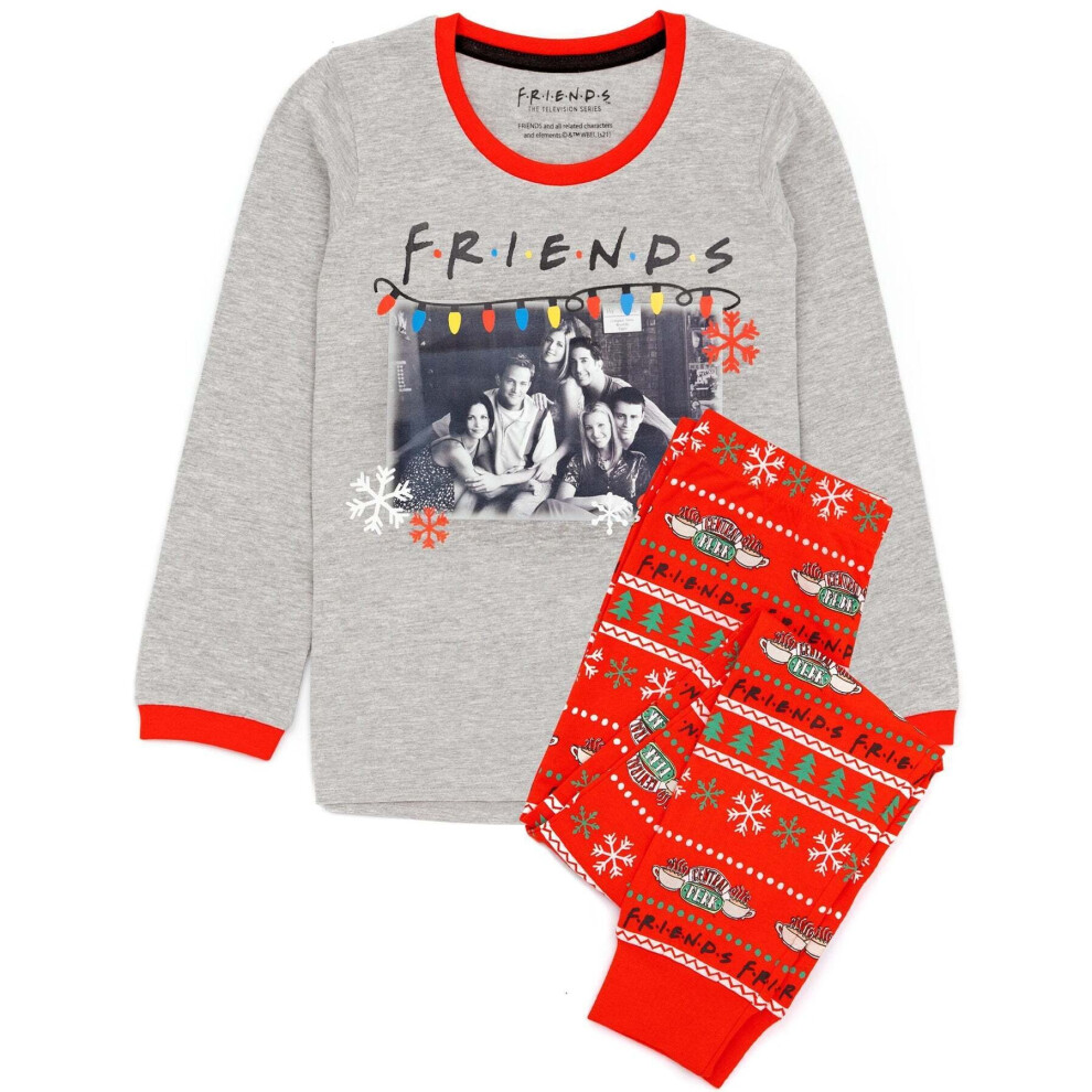 (7-8 Years, Grey/Red) Friends Girls Christmas Pyjama Set