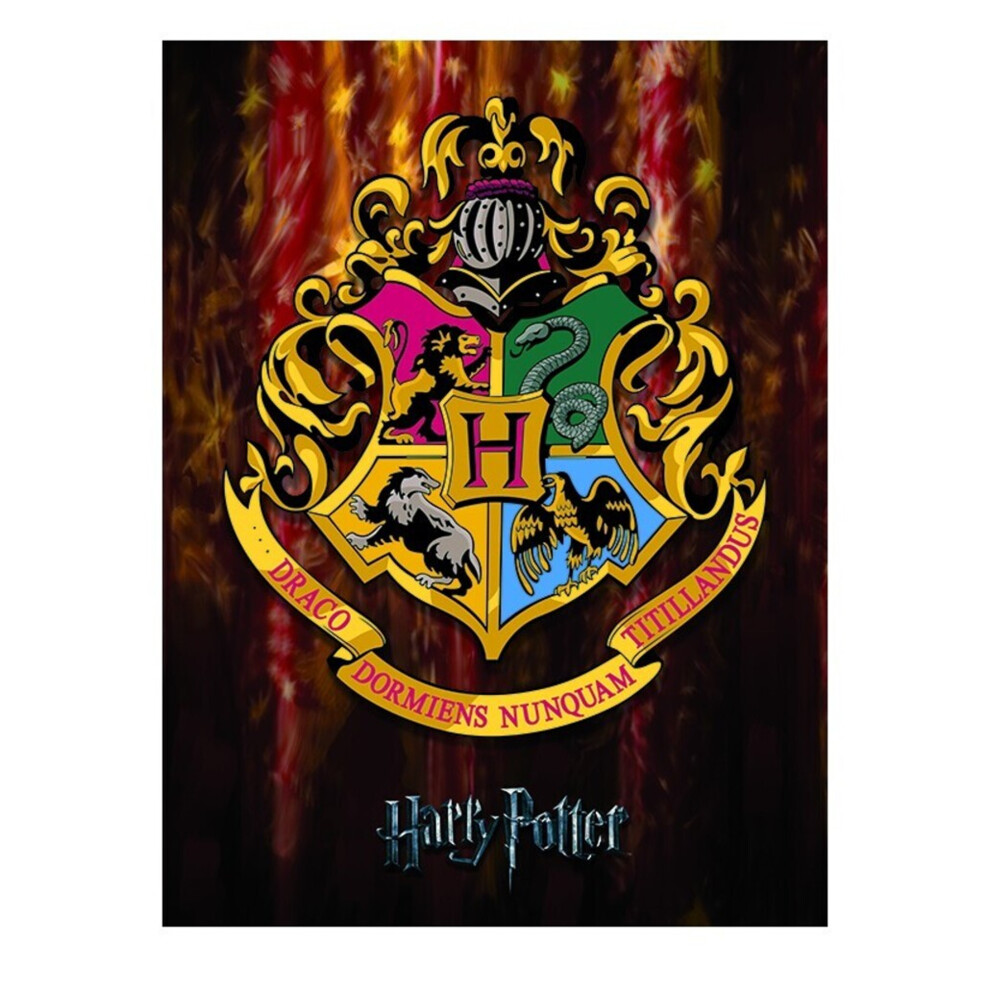 (80cm x 60cm, Multicoloured) Harry Potter Hogwarts Crest Framed Canvas Print