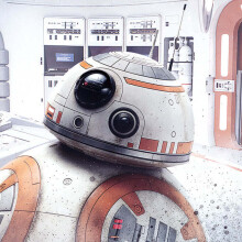 (80cm x 60cm, White/Orange) Star Wars: The Last Jedi Peek BB-8 Framed Poster