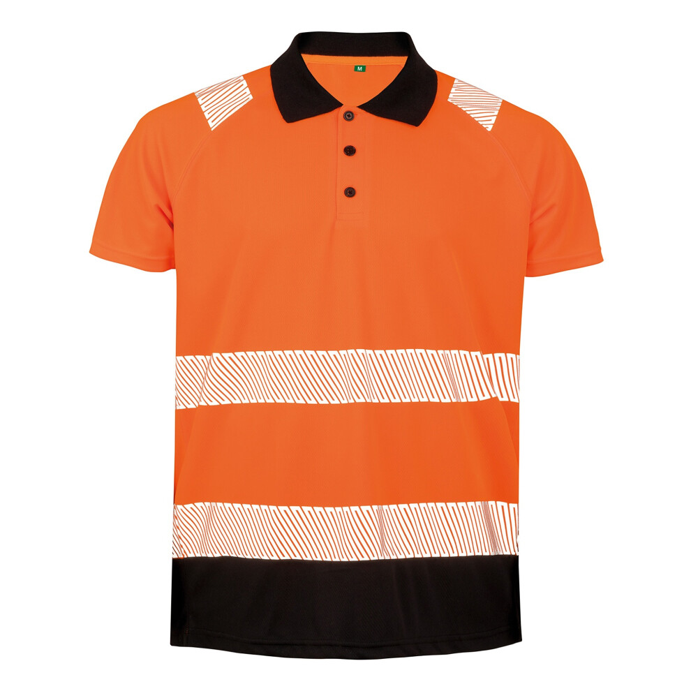 (XXL-3XL, Fluorescent Orange/Black) Result Genuine Recycled Mens Safety Polo Shirt