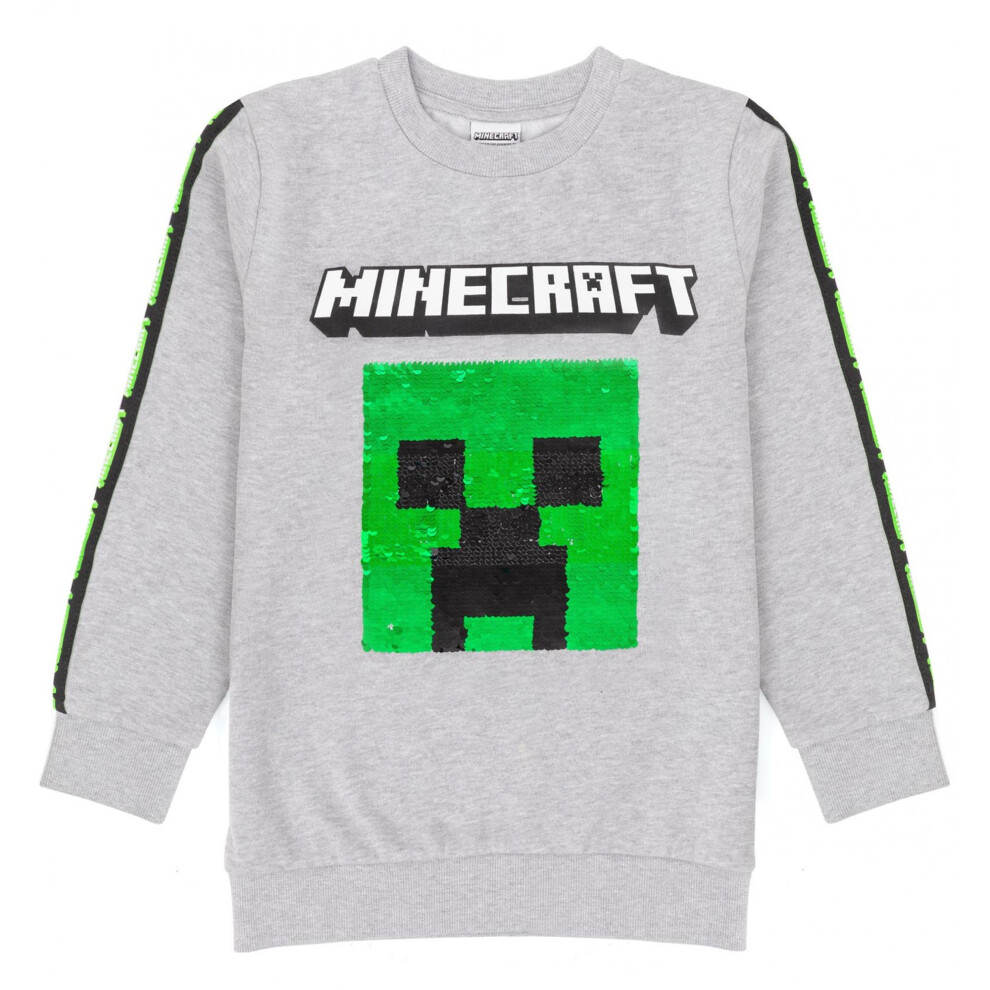 (11-12 Years, Grey) Minecraft Childrens/Kids Sequin Flip Sweatshirt