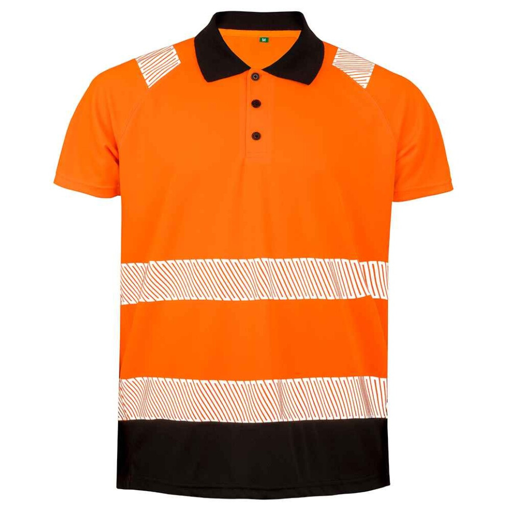 (S-M, Fluorescent Orange) Result Genuine Recycled Mens Safety Polo Shirt