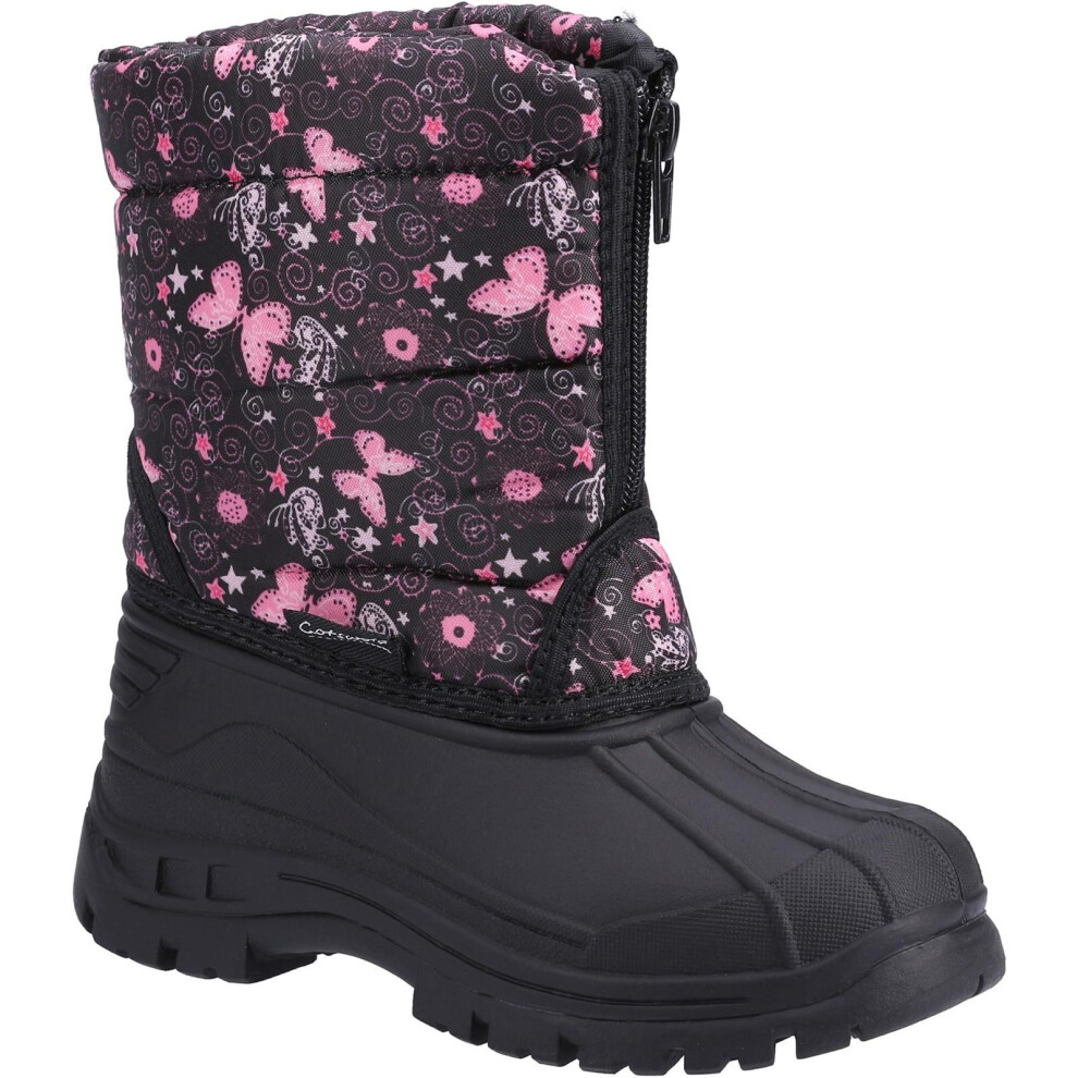 (1 UK, Pink/Black) Cotswold Childrens/Kids Iceberg Butterfly Snow Boots