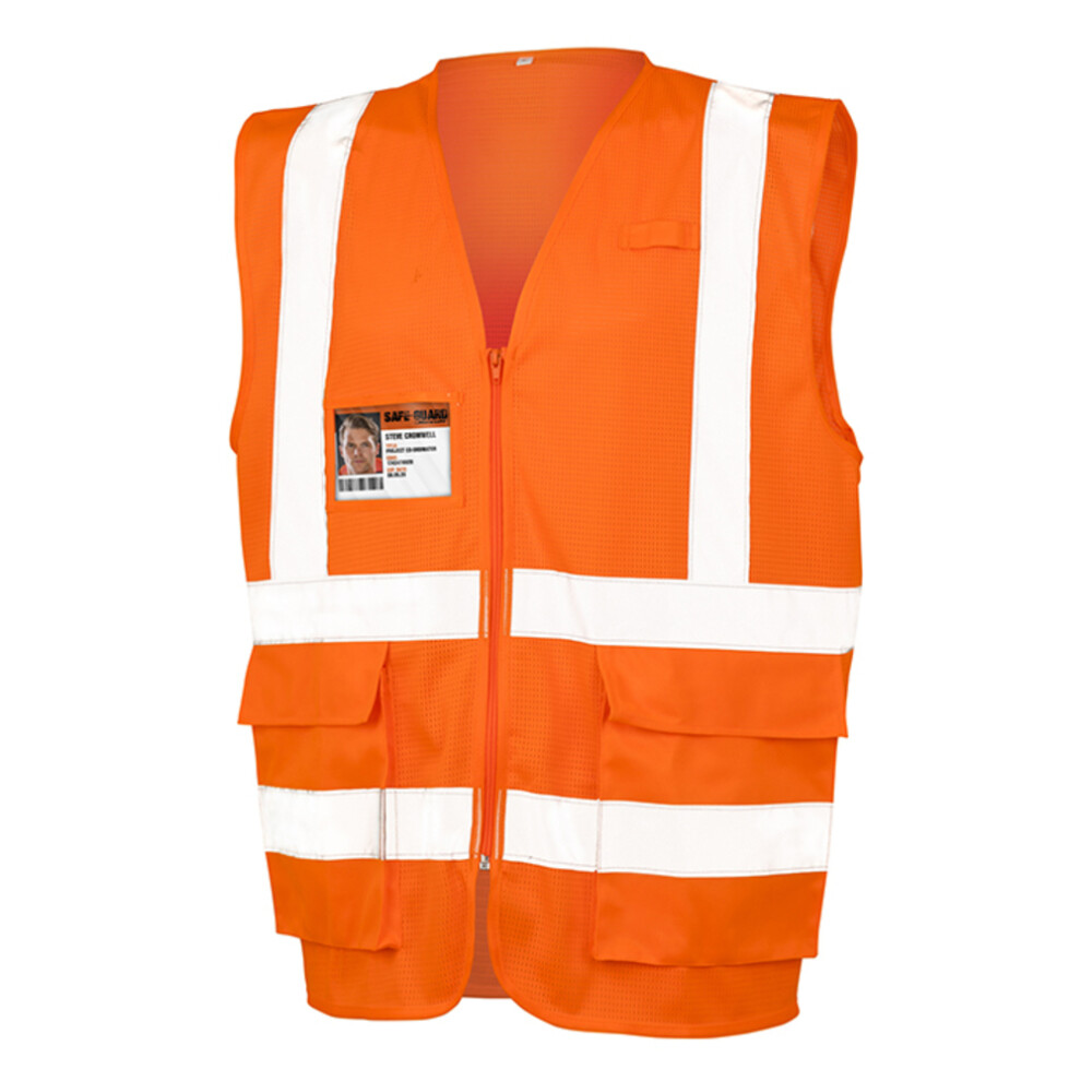 (3XL, Fluorescent Orange) SAFE-GUARD by Result Mens Executive Cool Mesh Safety Vest