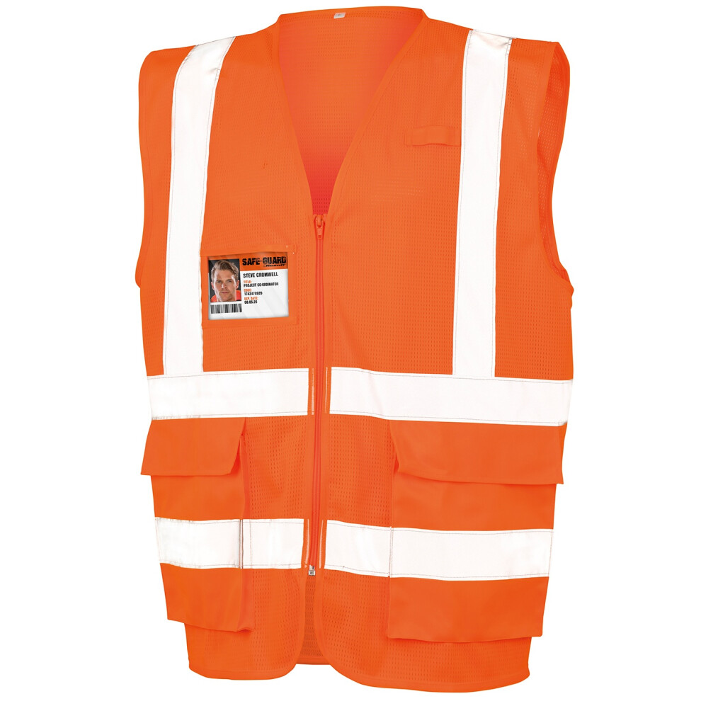 (M, Fluorescent Orange) SAFE-GUARD By Result Unisex Adult Executive Safety Vest