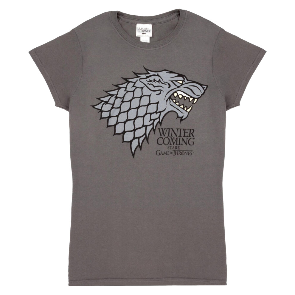 (M, Grey) Game of Thrones Womens/Ladies Stark Sigil Winter Is Coming T-Shirt