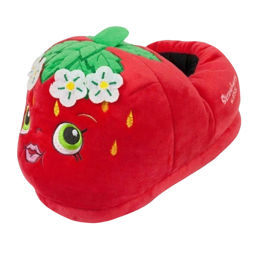 (2 UK, Red) Shopkins Childrens/Kids Novelty Strawberry Slippers