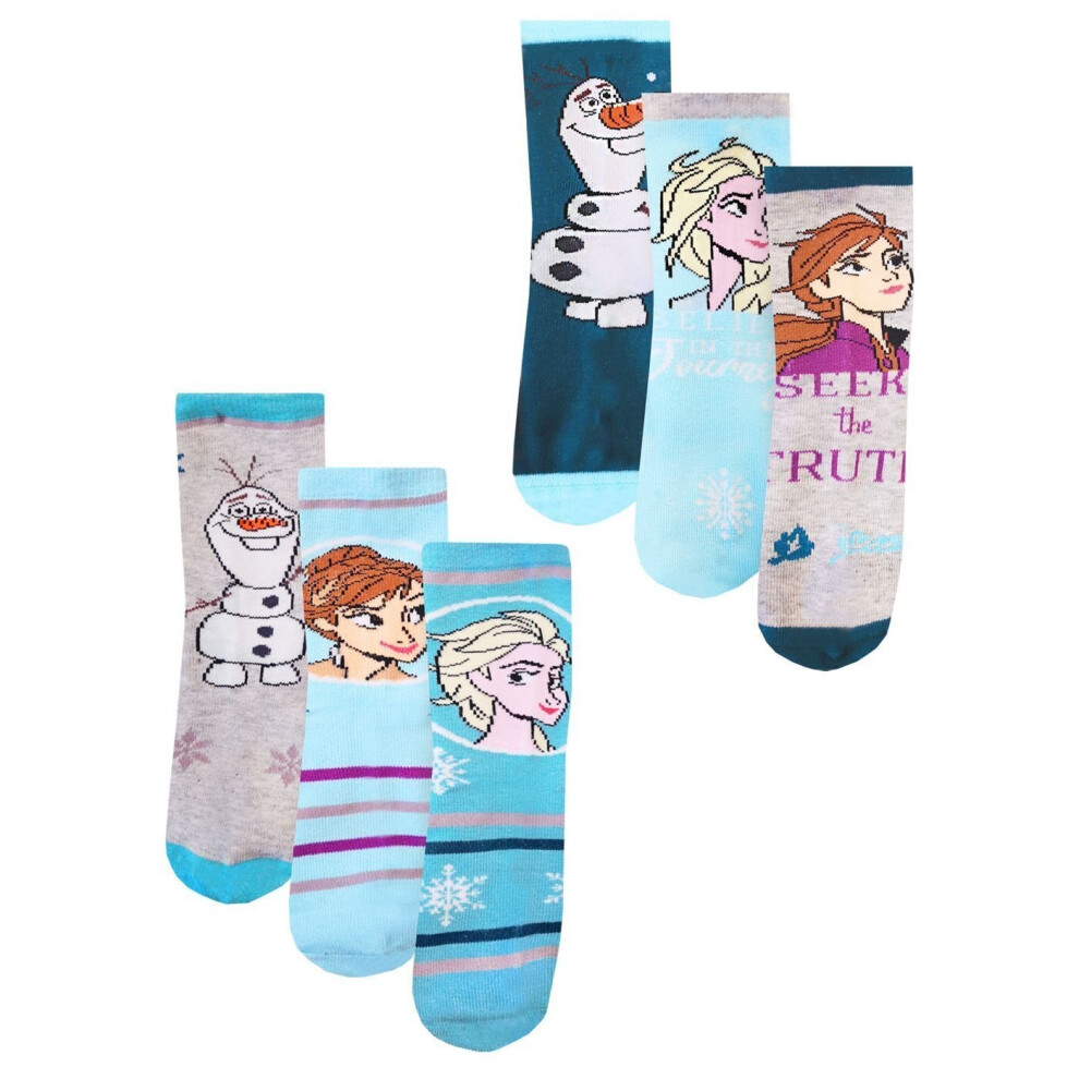 Disney Frozen Girls (12.5 Uk Child-3.5 Uk Child, Multicoloured) Frozen Character Socks (Pack Of 6)