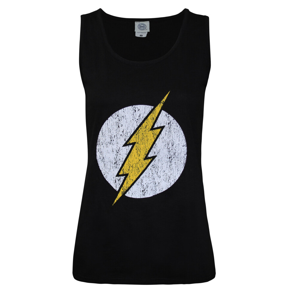 (XL, Black) Flash Womens/Ladies Distressed Logo Vest