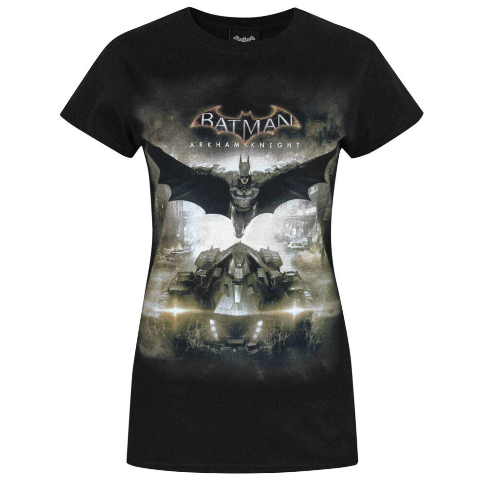 (XXL, Black) Batman Womens/Ladies Arkham Knight Batmobile T-Shirt