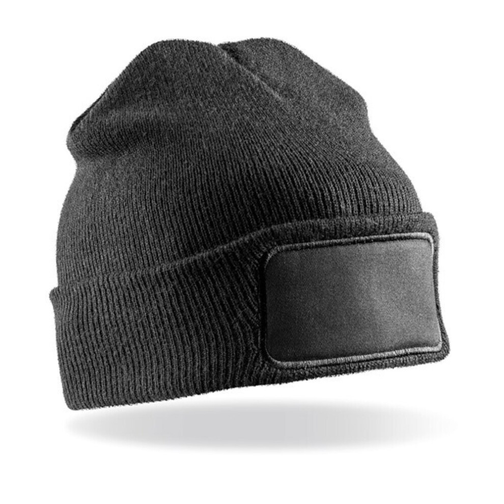 (One Size, Black) Result Genuine Recycled Unisex Adult Double Knit Beanie