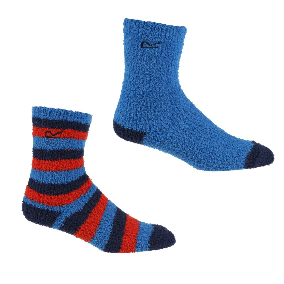 (10 UK Child-12 UK Child, Blue/Navy/Red) Regatta Childrens/Kids Cosy Boot Socks Set (Pack of 2)