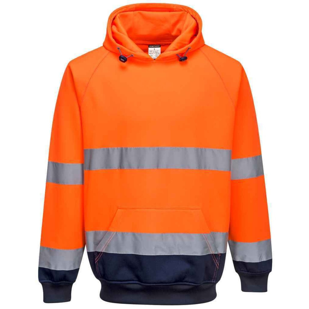 (M, Orange/Navy) Portwest Mens Two Tone High-Vis Hoodie