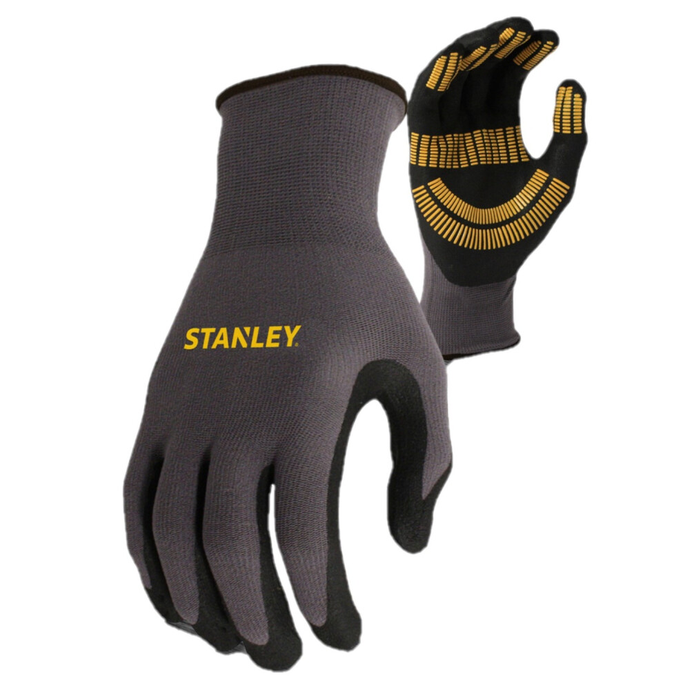 (M, Grey/Black/Yellow) Stanley Unisex Adult Gripper Razor Thread Safety Gloves