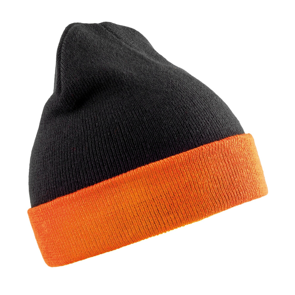 (One Size, Black/Orange) Result Genuine Recycled Unisex Adult Compass Beanie