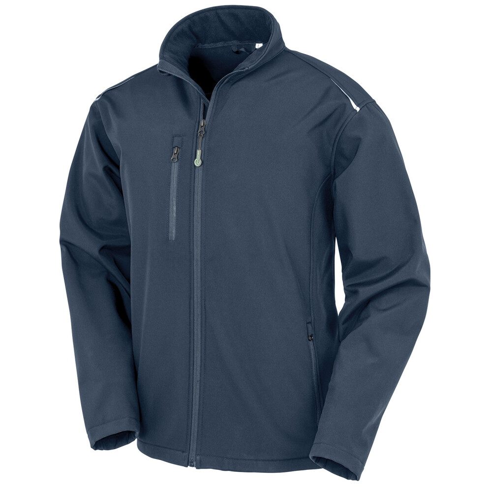 (L, Navy) Result Genuine Recycled Mens 3-Layer Softshell Jacket