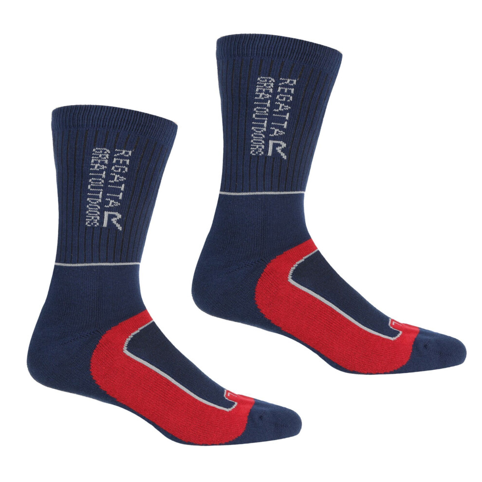 (9 UK-12 UK, Navy/Dark Red) Regatta Mens Samaris 2 Season Socks (Pack of 2)