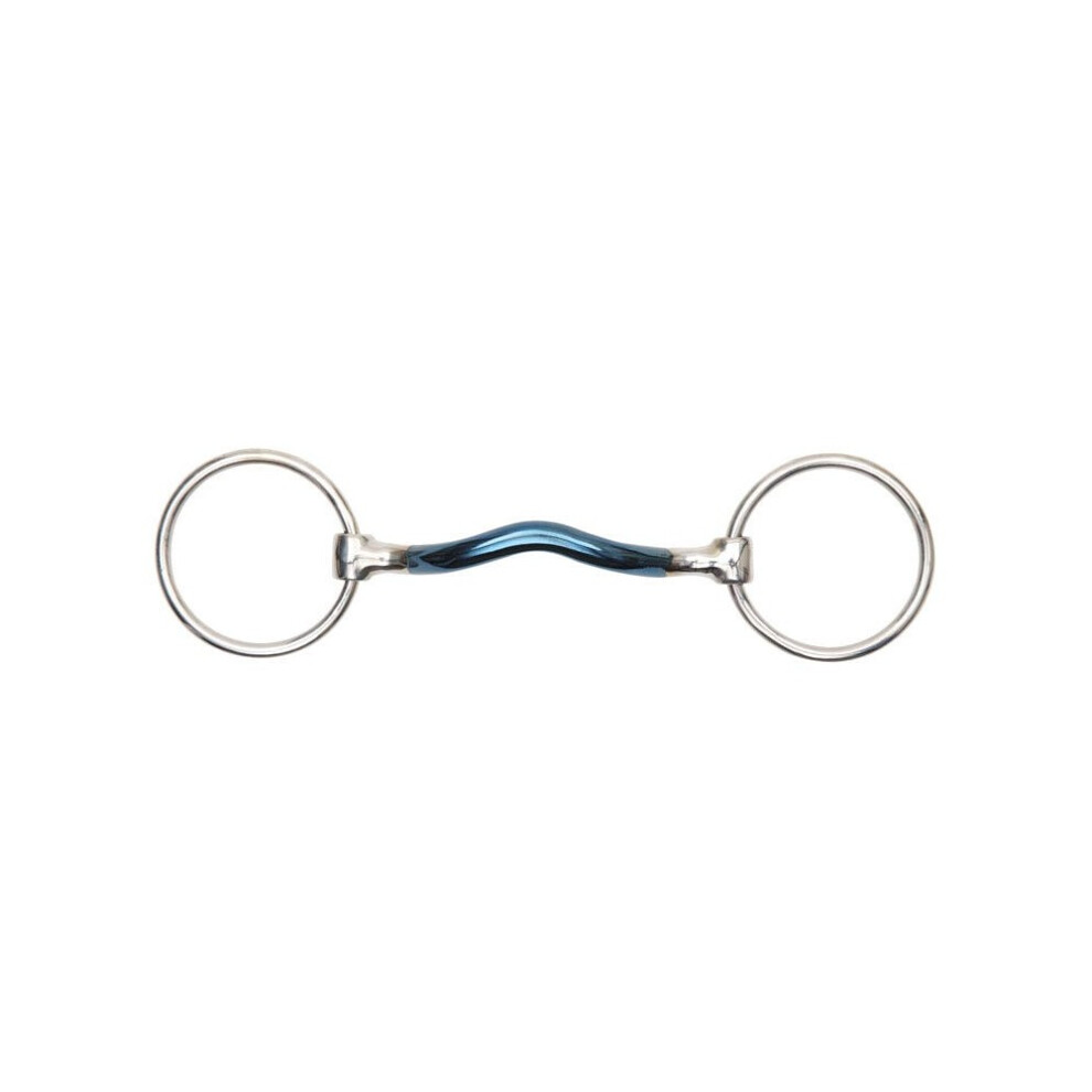 (4.5in, Blue) Shires Sweet Iron Mullen Mouth Horse Loose Ring Snaffle Bit